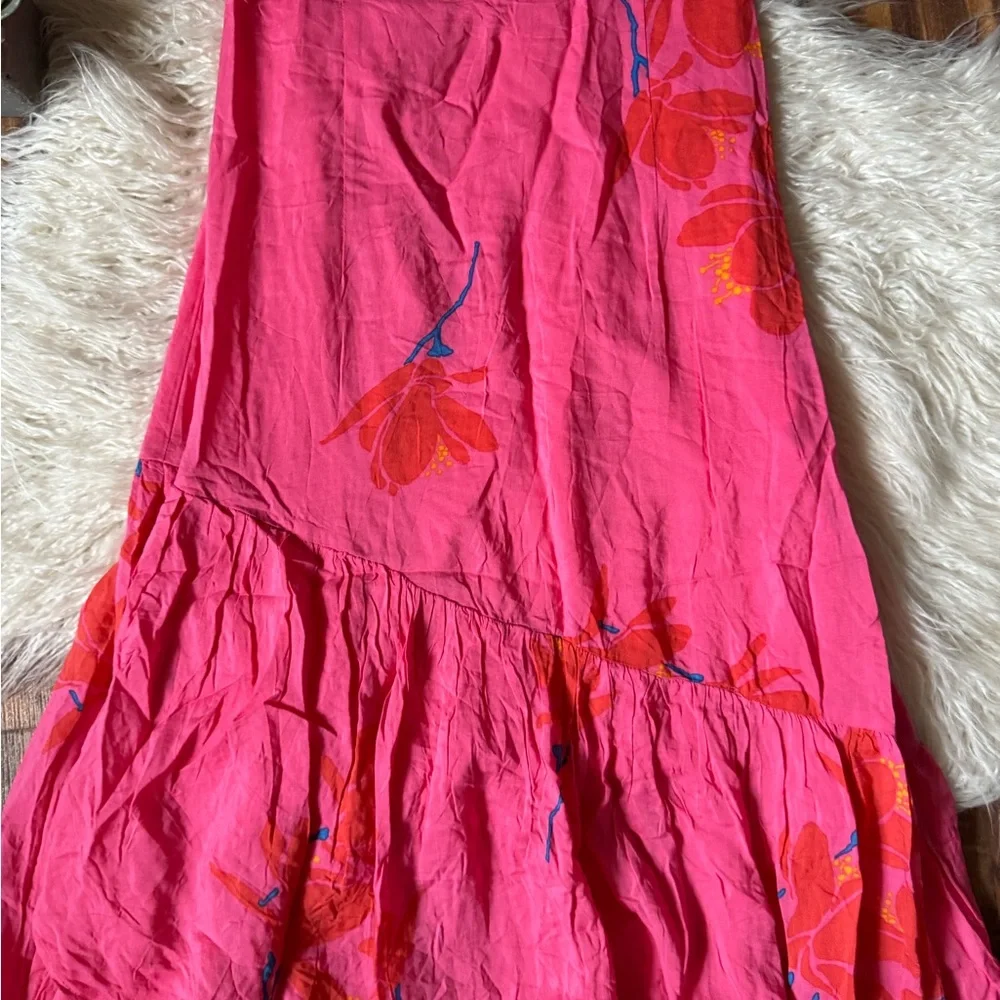 Free People She’s A Waterfall Floral Ruffle Maxi Dress Hot Pink - Picture 4 of 7